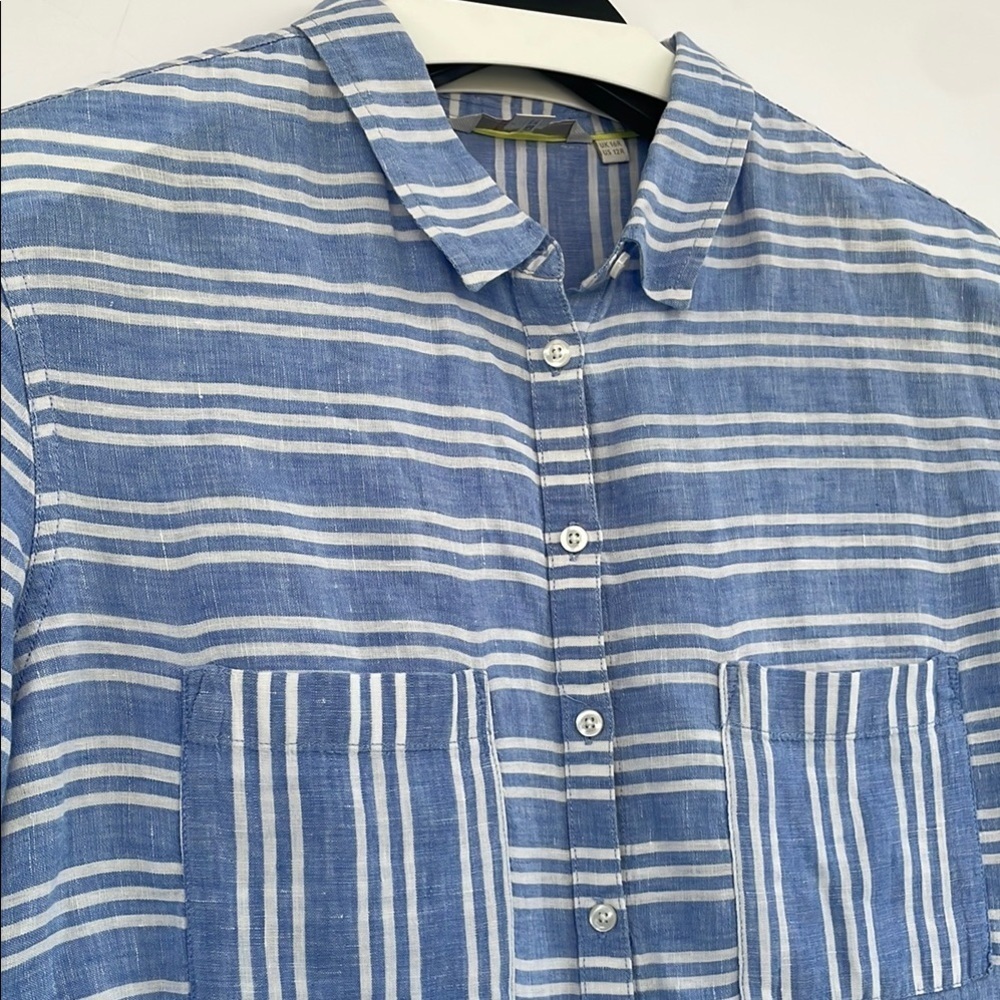 Boden Women’s Blue and White Striped Casual Linen Shirt Size 12 - Picture 6 of 14